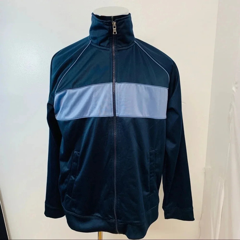 Banana Republic Men Sweatshirt XL Full Zip Blue Color Block Fleece Lined Pockets